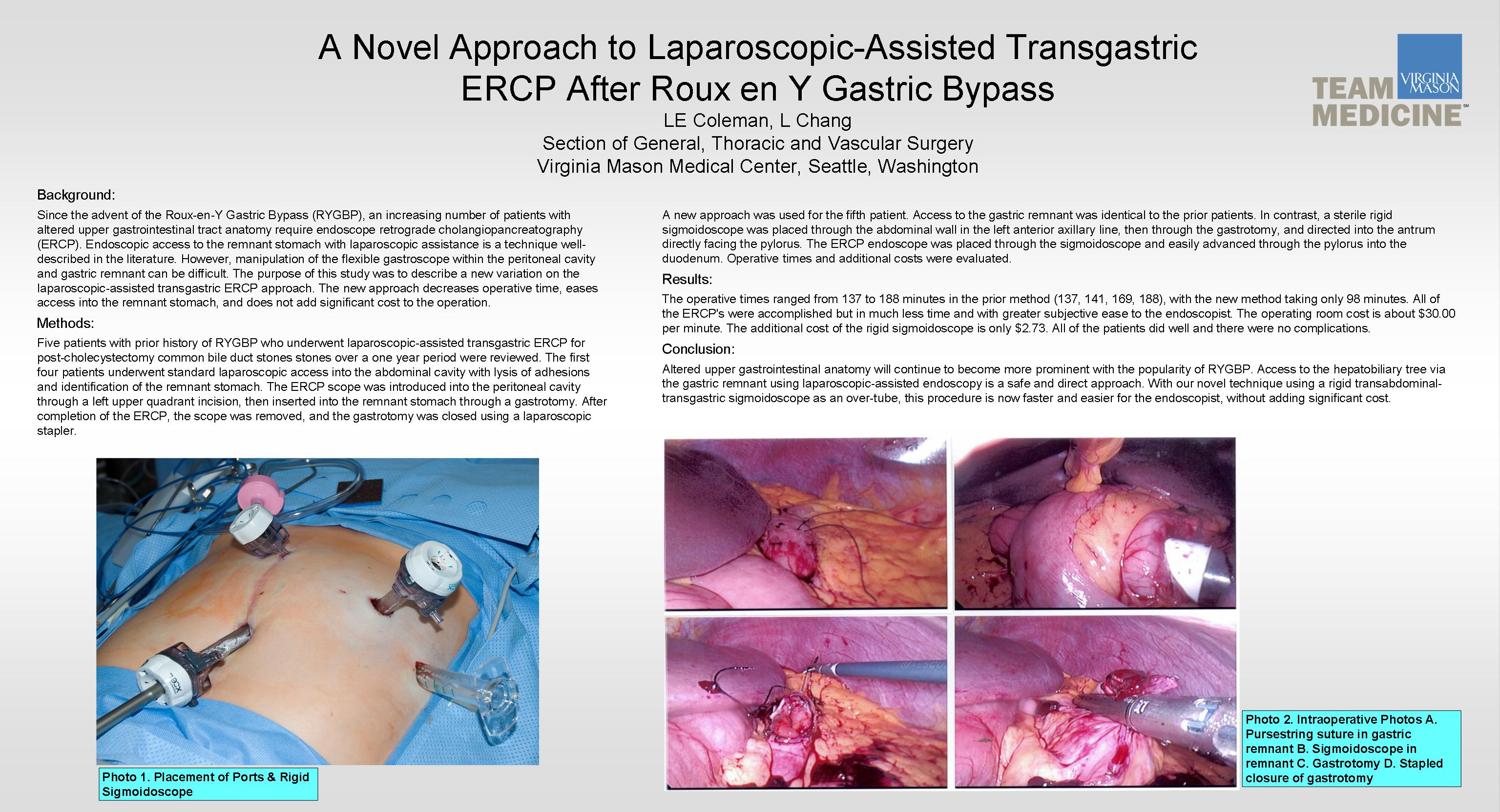 A Novel Approach To Laparoscopic Assisted Transgastric Ercp After Roux